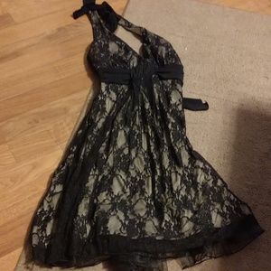Black lace halter evening dress brand new